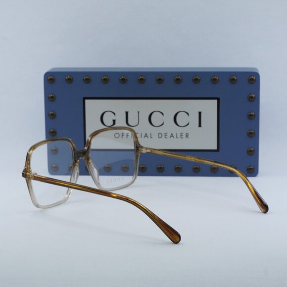 Gucci GG1003O 003 Square Eyeglasses – Striped Brown Crystal Fade 53mm - Picture 9 of 10